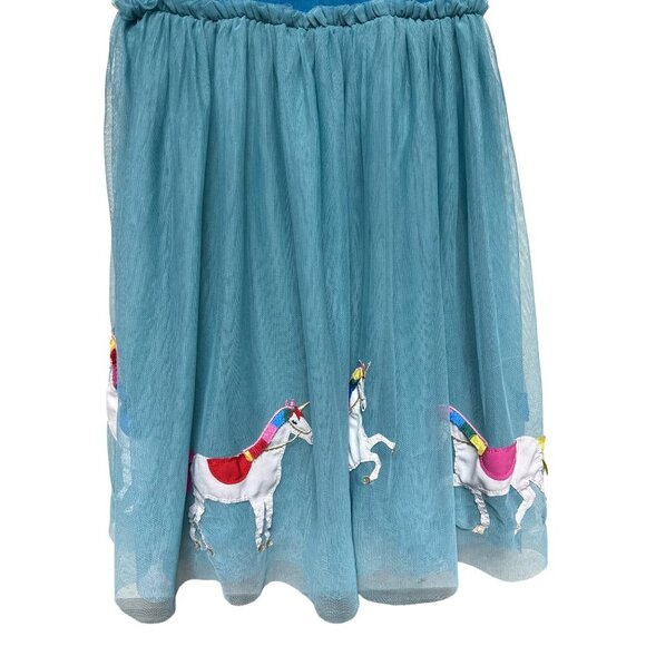 Mini Boden Girl's Dress Blue Unicorn Velvet Tulle Teal Blue Party Size 11 12 - Picture 3 of 9